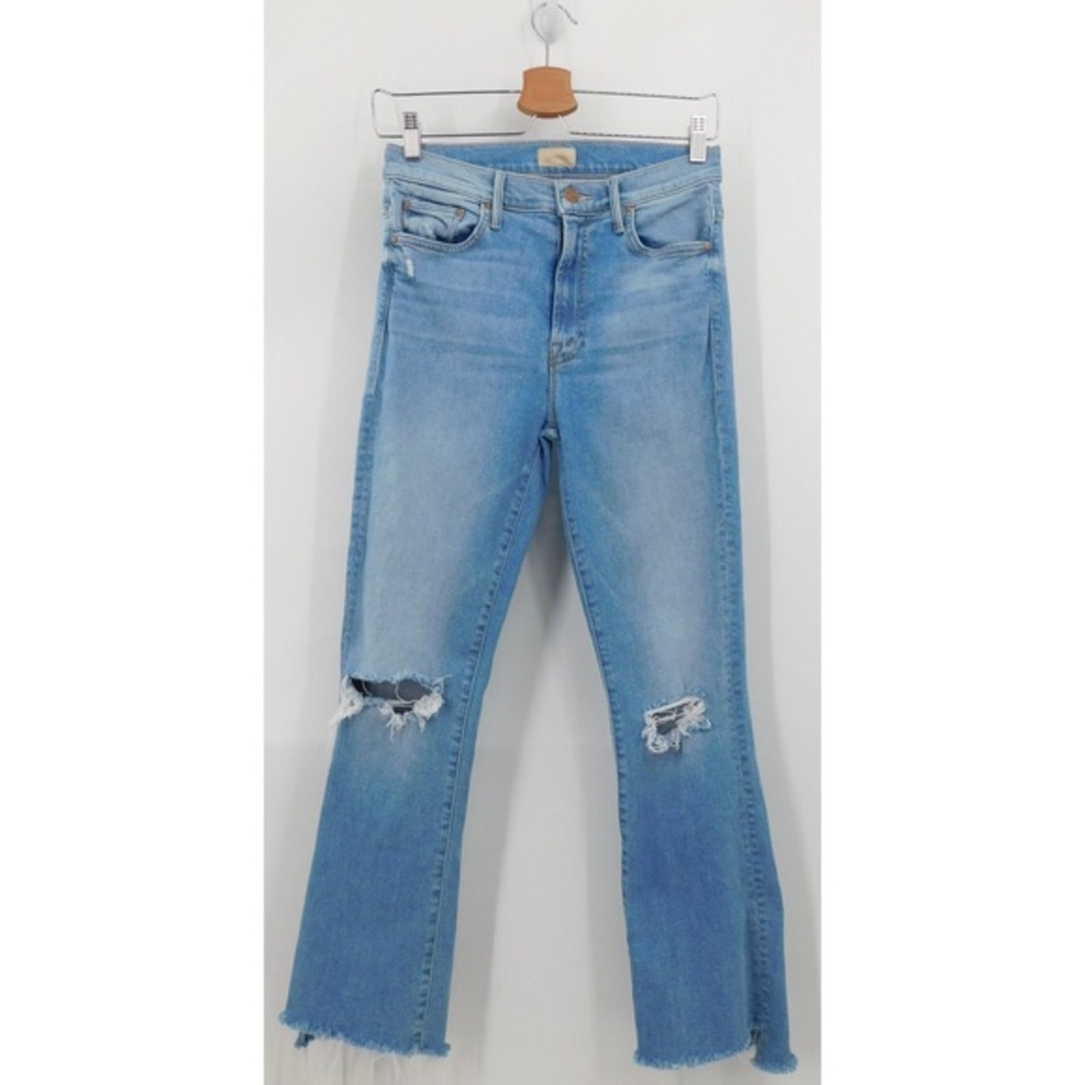 Mother The Insider Crop Step Fray Denim Jeans In Thrilling Shots Size 28 Retro
